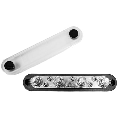 Exotronic - 150A - Black 4x M8 Stud & 6x Screw Busbar with Cover