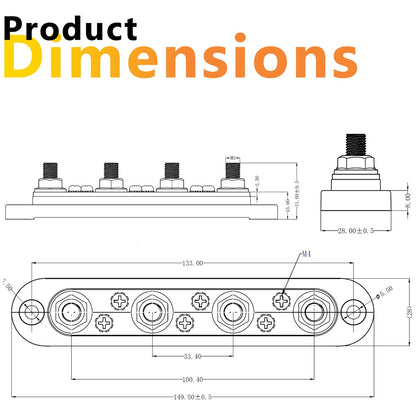 Exotronic - 150A - Black 4x M8 Stud & 6x Screw Busbar with Cover