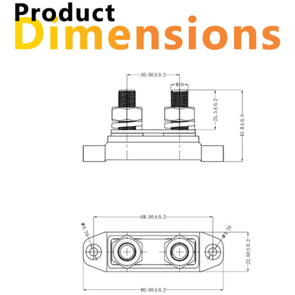 Exotronic - 250A - Red 2x M10 Stud Busbar with Cover