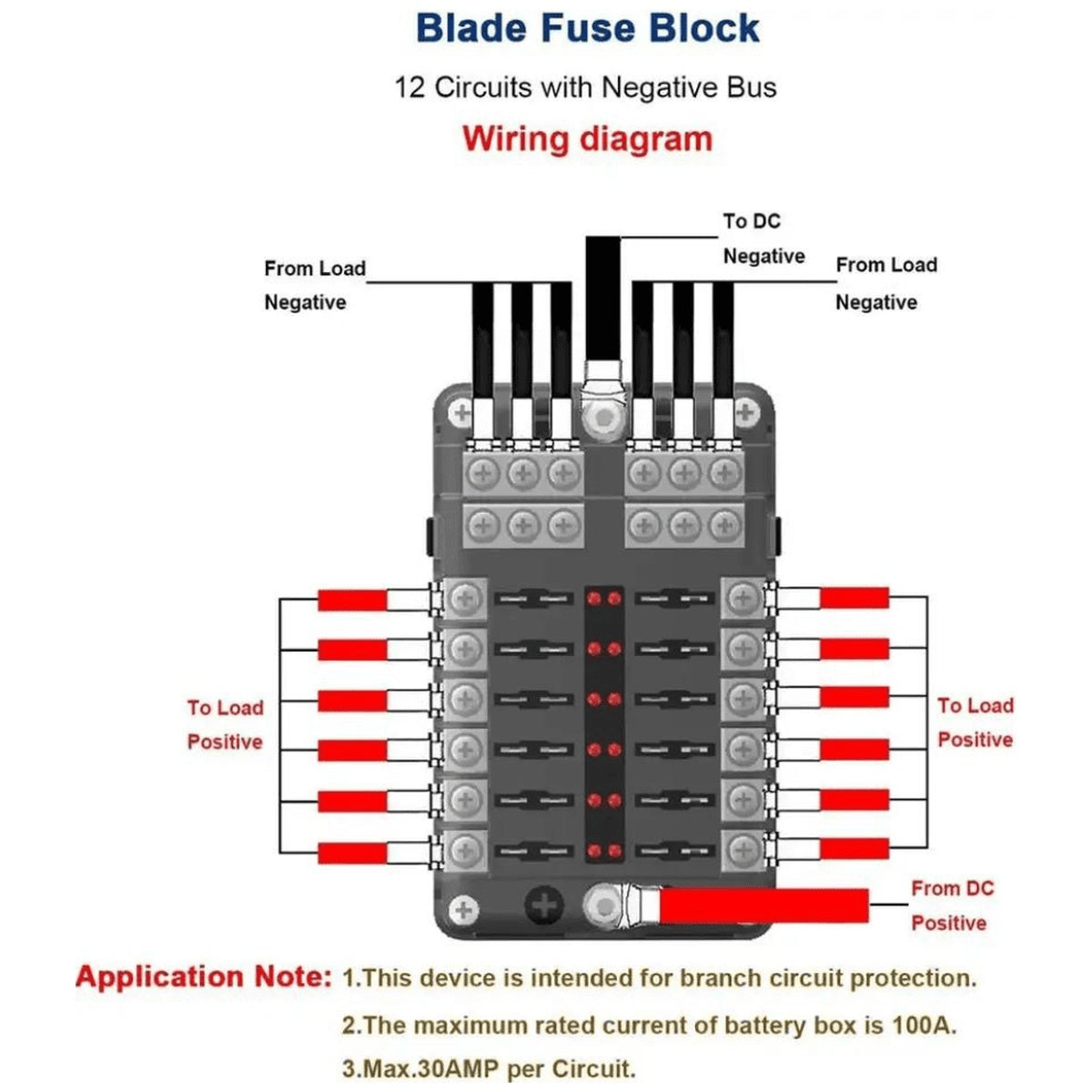 Exotronic - 12 Blade Fuse Holder w/ Negative Bus Bar & Cover