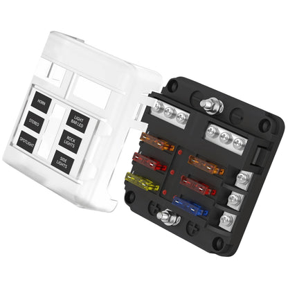 Exotronic - 6 Blade Fuse Holder w/ Negative Bus Bar & Cover