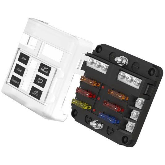 Exotronic - 6 Blade Fuse Holder w/ Negative Bus Bar & Cover