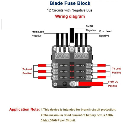 Exotronic - 6 Blade Fuse Holder w/ Negative Bus Bar & Cover