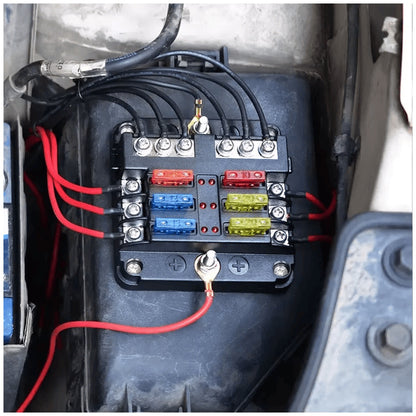Exotronic - 6 Blade Fuse Holder w/ Negative Bus Bar & Cover