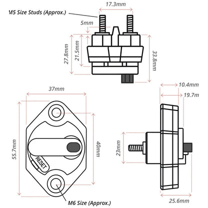 Exotronic - 40A - Mini Panel Mount Waterproof DC Circuit Breaker