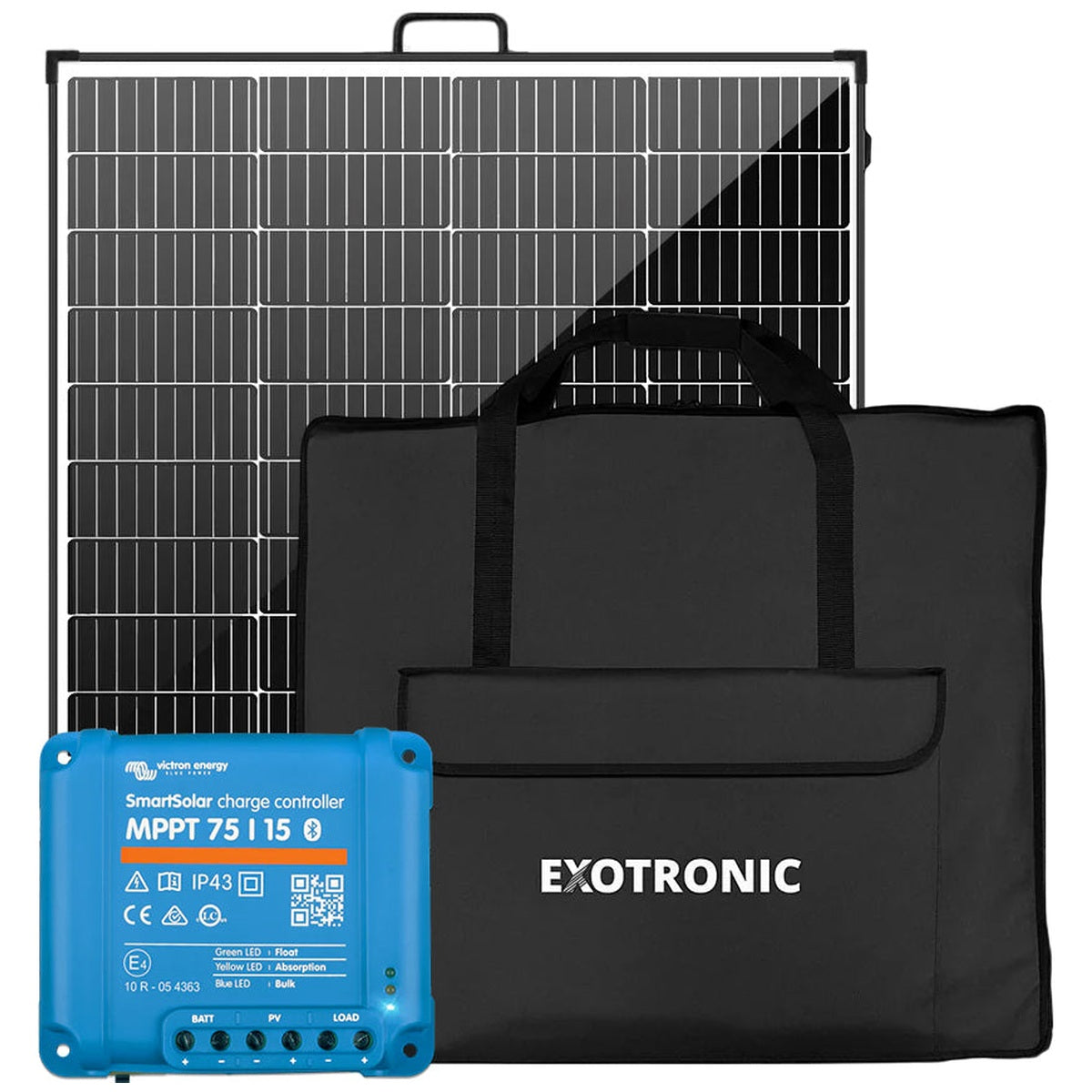 Exotronic/Victron - 24V - 220W Folding Solar Panel + 75/15 SmartSolar MPPT Charge Controller - Bundle