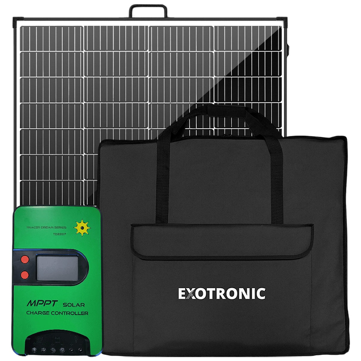 Exotronic - 200W - Portable Folding Solar Panel + 20A Bluetooth MPPT Solar Controller