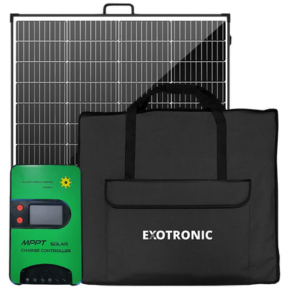 Exotronic - 200W - Portable Folding Solar Panel + 20A Bluetooth MPPT Solar Controller