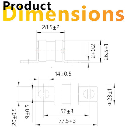 Exotronic - 400A - High-Interrupt MEGA-Style Ceramic Fuse w/ Holder