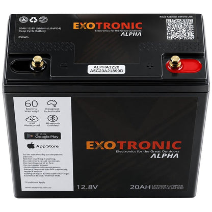 Exotronic - 12V - 20AH - Alpha IP67 Smart Bluetooth Lithium Battery