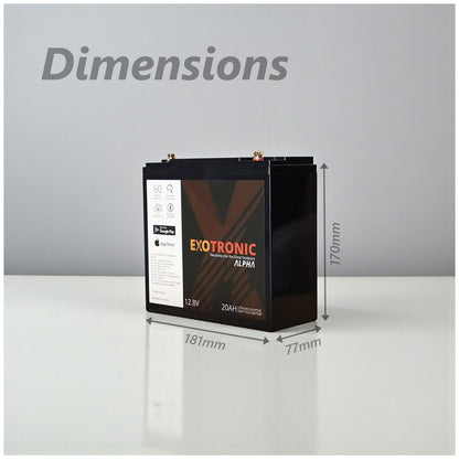 Exotronic - 12V - 20AH - Alpha IP67 Smart Bluetooth Lithium Battery