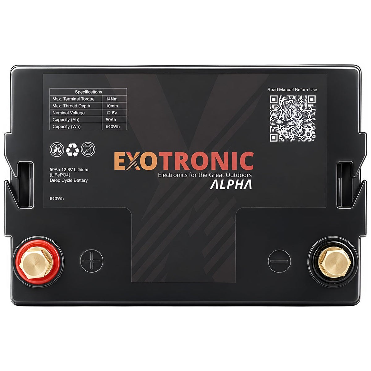 Exotronic - 12V - 50AH - Alpha IP67 Smart Bluetooth Lithium Battery