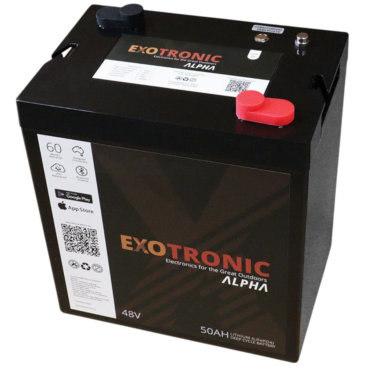 Exotronic - 48V-50AH - Alpha IP67 Smart Bluetooth Lithium Battery