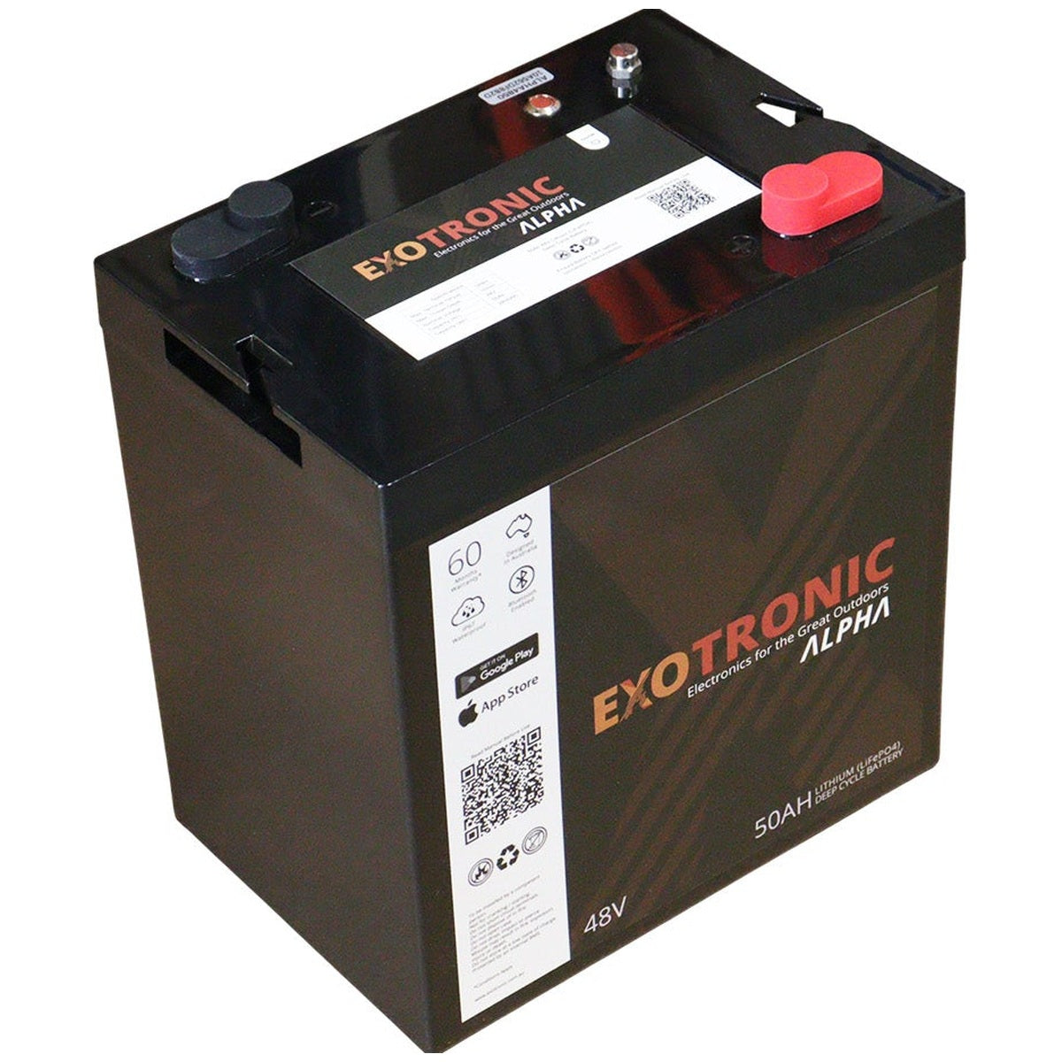 Exotronic - 48V-50AH - Alpha IP67 Smart Bluetooth Lithium Battery