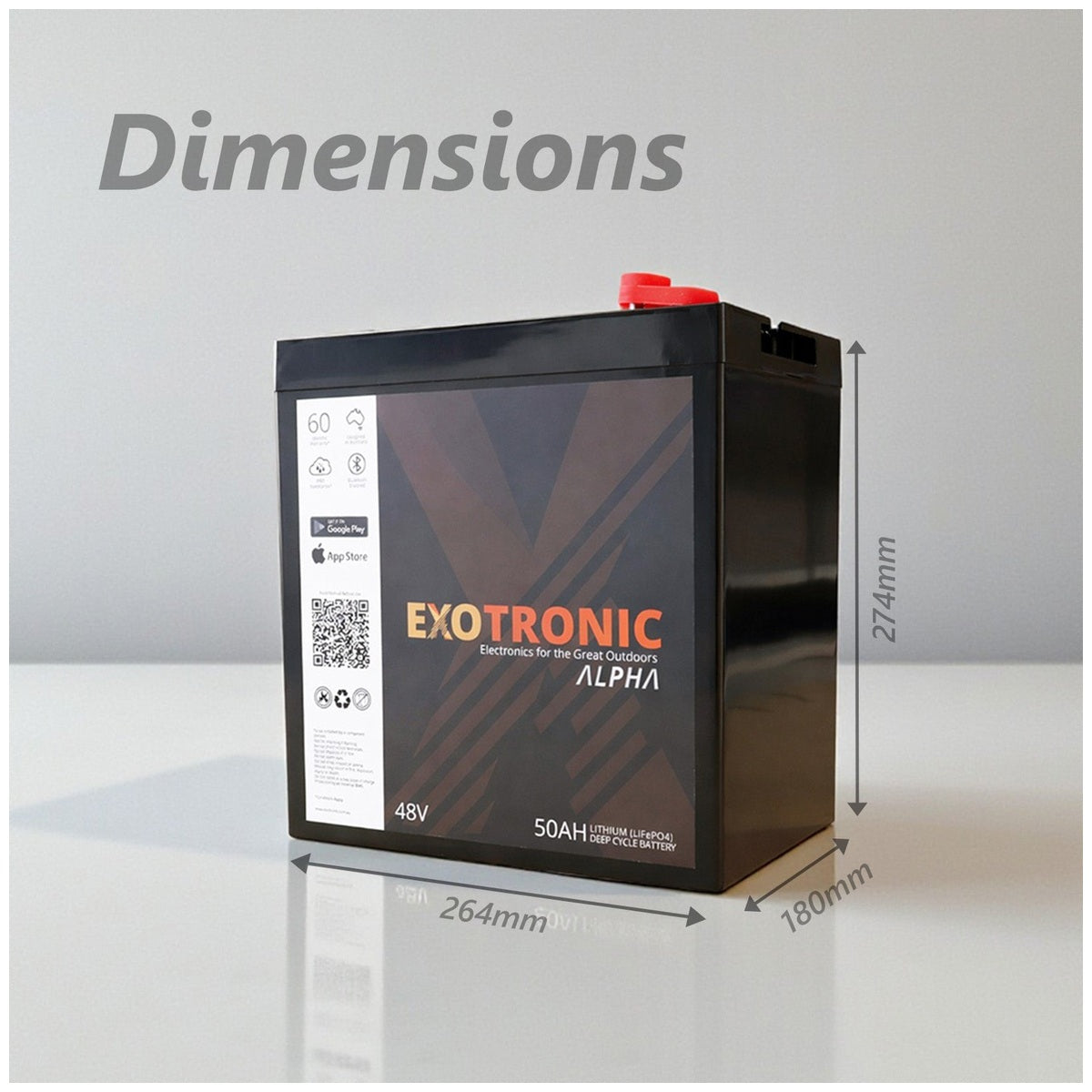 Exotronic - 48V-50AH - Alpha IP67 Smart Bluetooth Lithium Battery