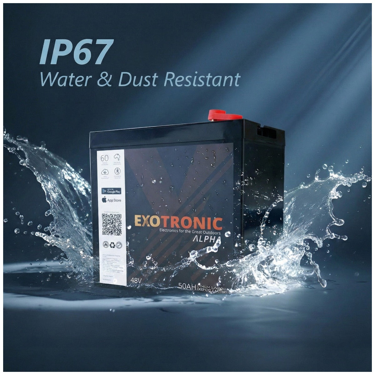 Exotronic - 48V-50AH - Alpha IP67 Smart Bluetooth Lithium Battery