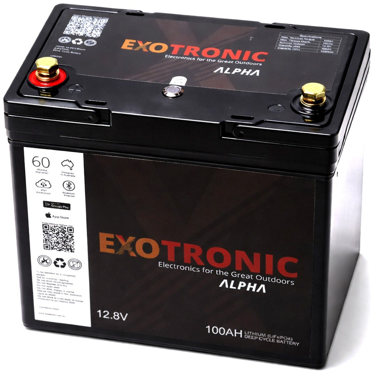Exotronic - 12V- 100AH - Alpha IP67 Smart Bluetooth Lithium Battery