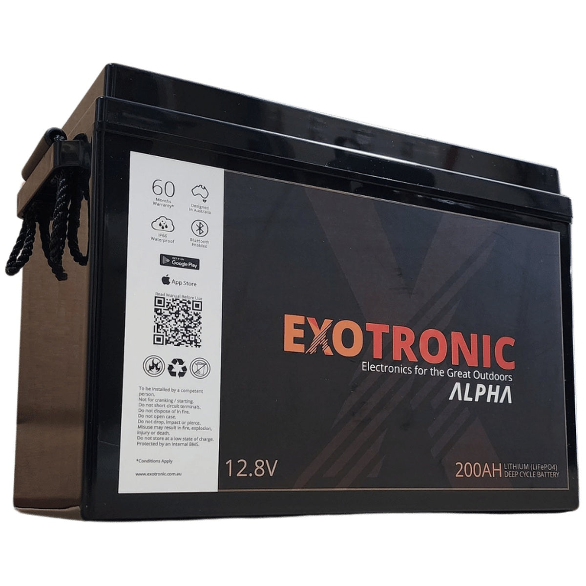 Exotronic - 12V - 200AH - Alpha IP67 Smart Bluetooth Lithium Battery