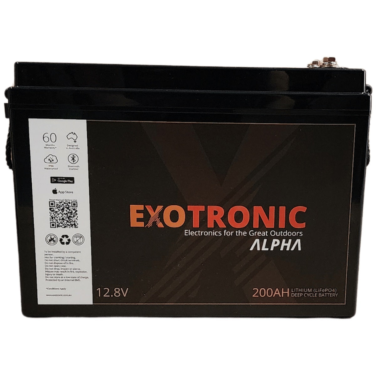 Exotronic - 12V - 200AH - Alpha IP67 Smart Bluetooth Lithium Battery