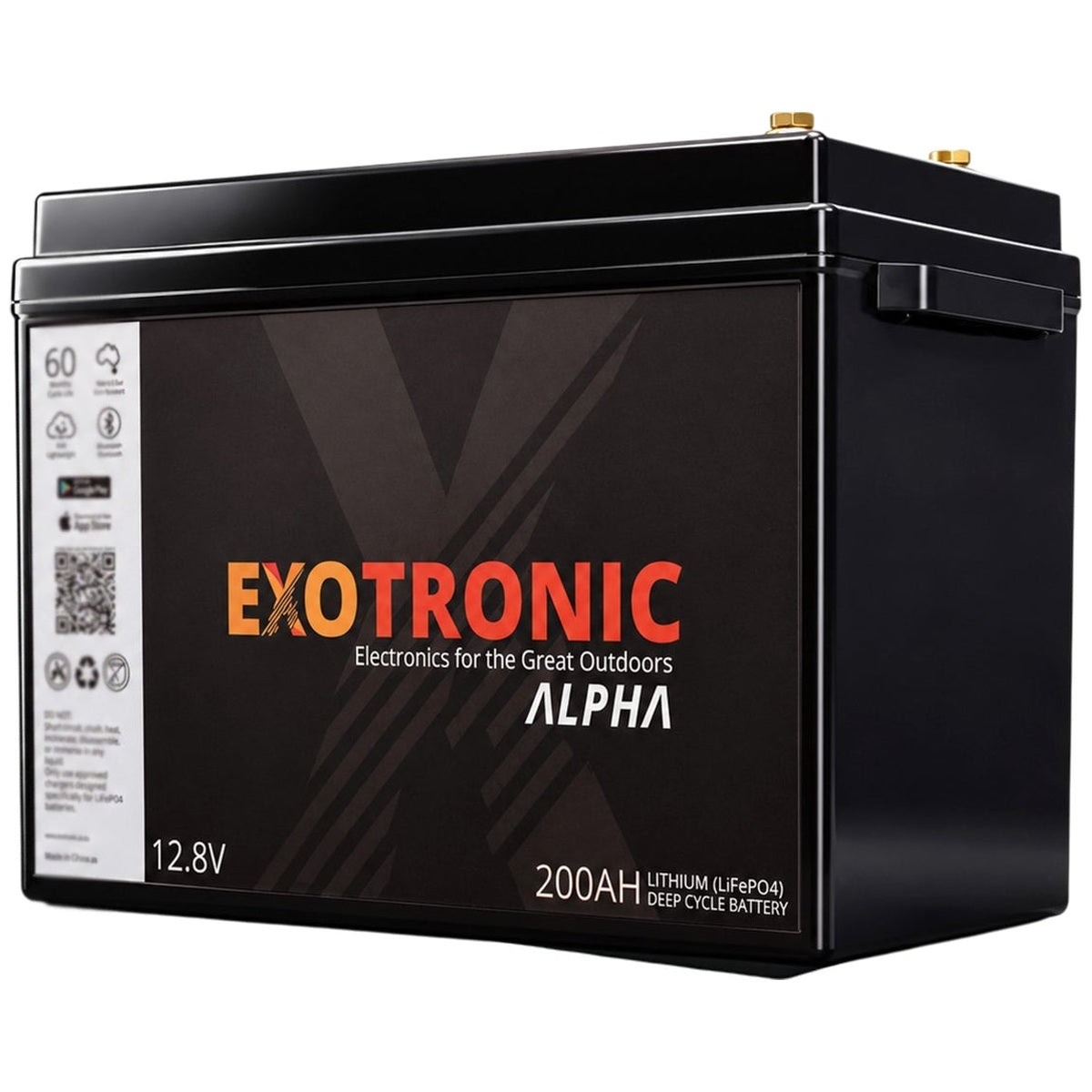 Exotronic - 12V - 200AH - Alpha IP67 Smart Bluetooth Lithium Battery