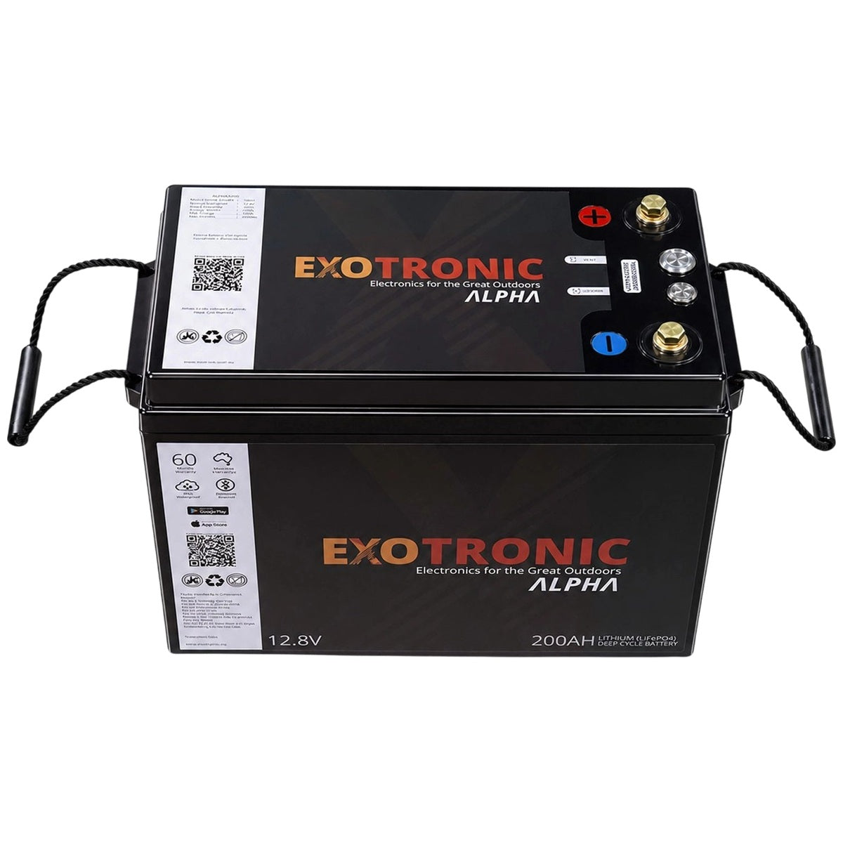 Exotronic - 12V - 200AH - Alpha IP67 Smart Bluetooth Lithium Battery