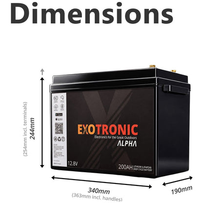 Exotronic - 12V - 200AH - Alpha IP67 Smart Bluetooth Lithium Battery