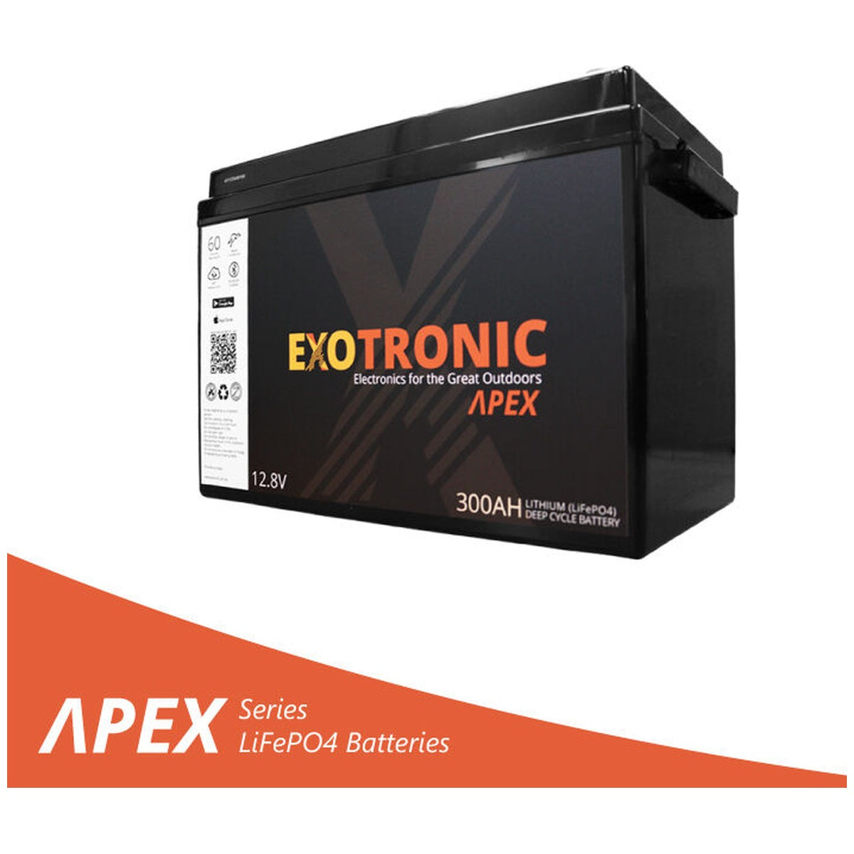 Exotronic - 12V - 300AH - Alpha IP67 Smart Bluetooth Lithium Battery