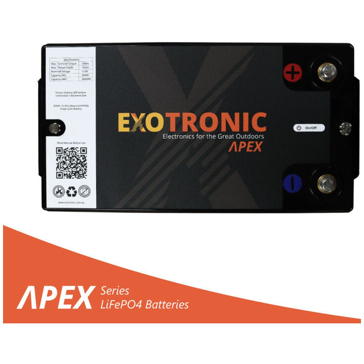 Exotronic - 12V - 300AH - Alpha IP67 Smart Bluetooth Lithium Battery