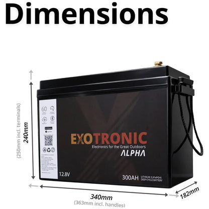 Exotronic - 12V - 300AH - Alpha IP67 Smart Bluetooth Lithium Battery