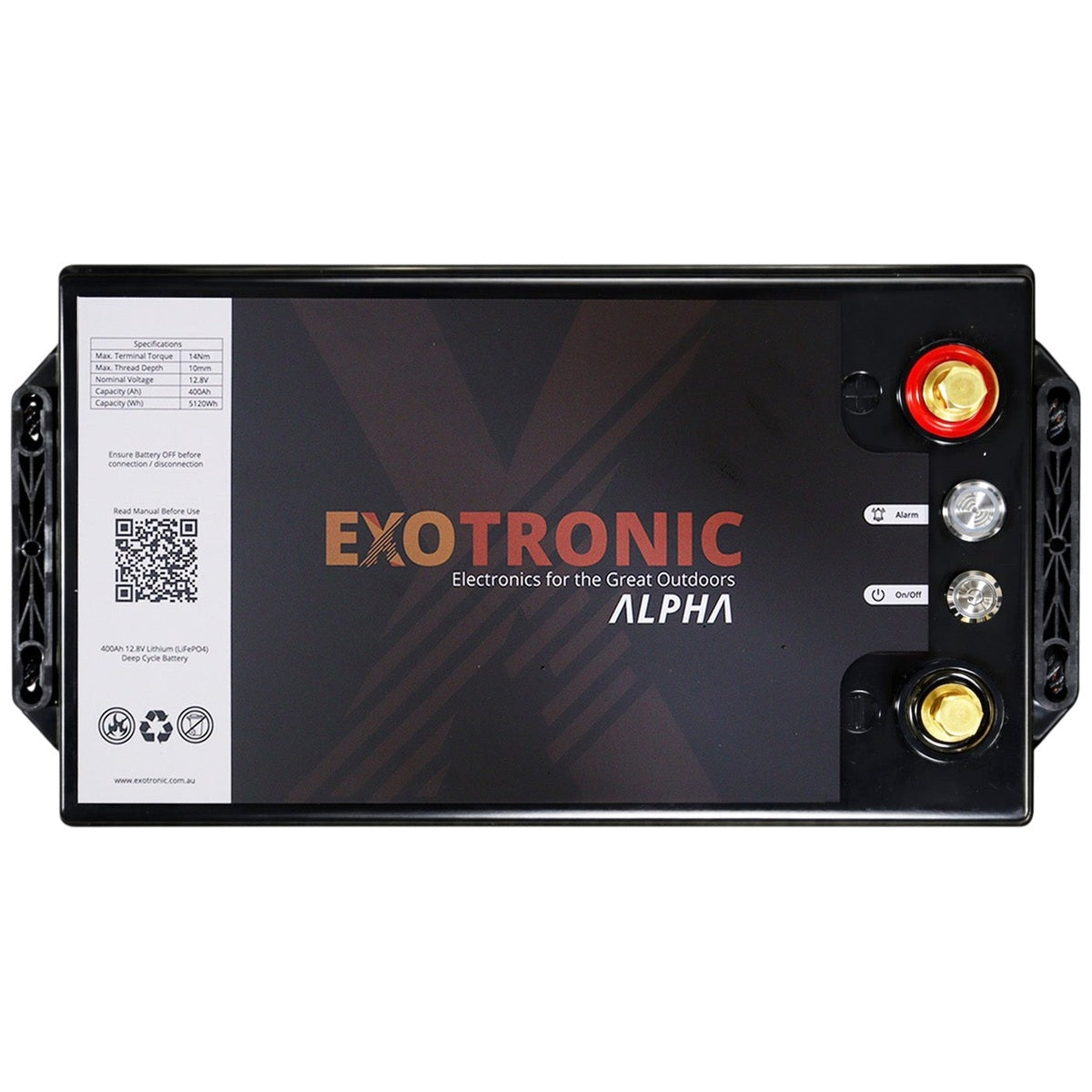 Exotronic - 12V - 400AH - Alpha IP67 Smart Bluetooth Lithium Battery