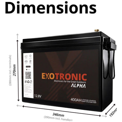 Exotronic - 12V - 400AH - Alpha IP67 Smart Bluetooth Lithium Battery