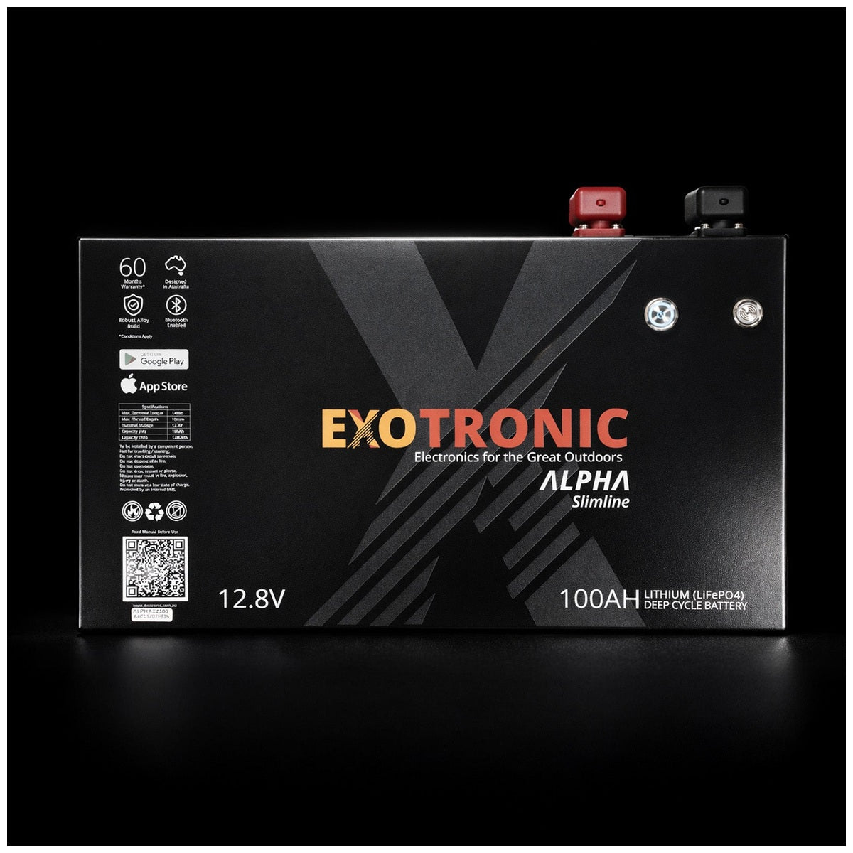 Exotronic - 12V - 100AH - Alpha IP67 Smart Bluetooth Lithium Battery