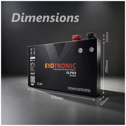 Exotronic - 12V - 100AH - Alpha IP67 Smart Bluetooth Lithium Battery