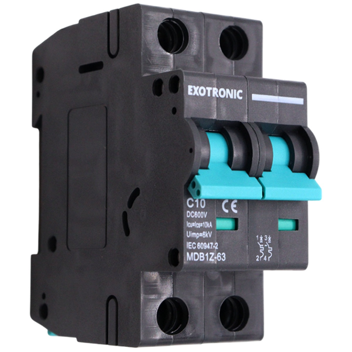Exotronic - 10A - 2-Pole DC Circuit Breaker (MCB)