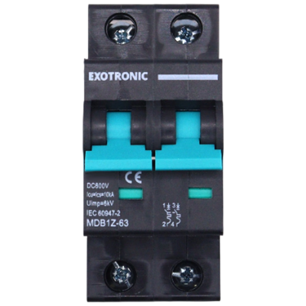 Exotronic - 10A - 2-Pole DC Circuit Breaker (MCB)