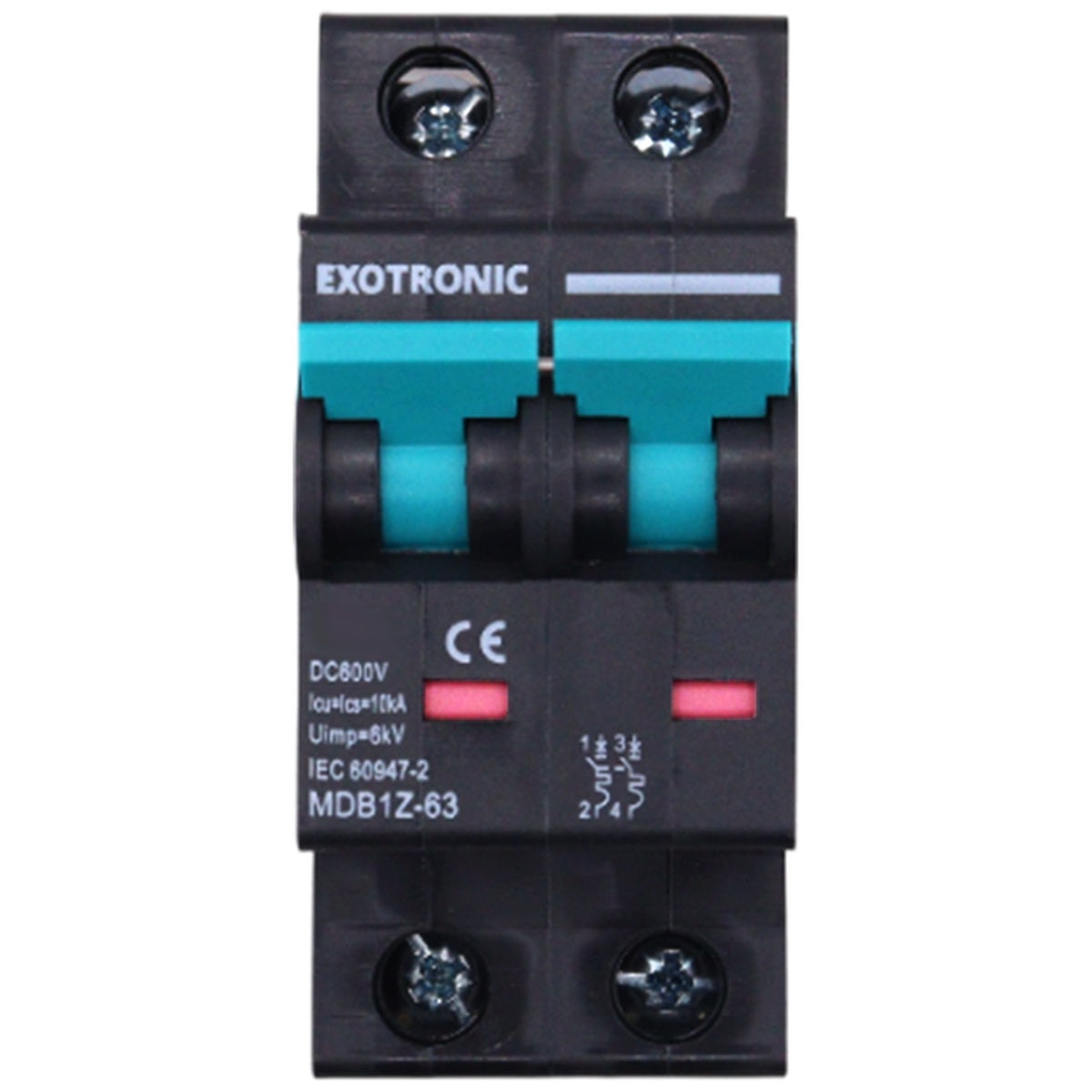 Exotronic - 10A - 2-Pole DC Circuit Breaker (MCB)