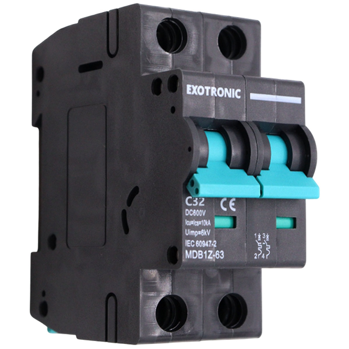 Exotronic - 32A - 2-Pole DC Circuit Breaker (MCB)