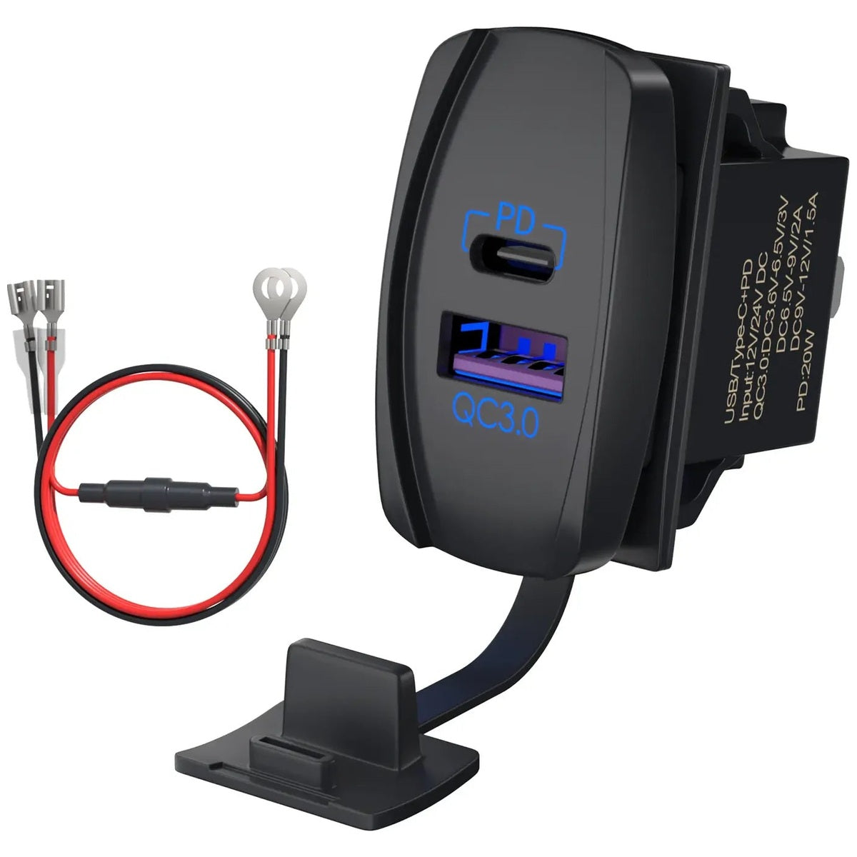 Exotronic - USB-C & USB QC3.0 Rocker Mount Socket