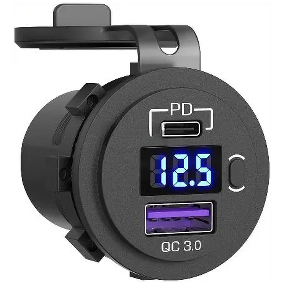 Exotronic - Voltmeter, USB-C & USB QC3.0 Flush Mount Socket