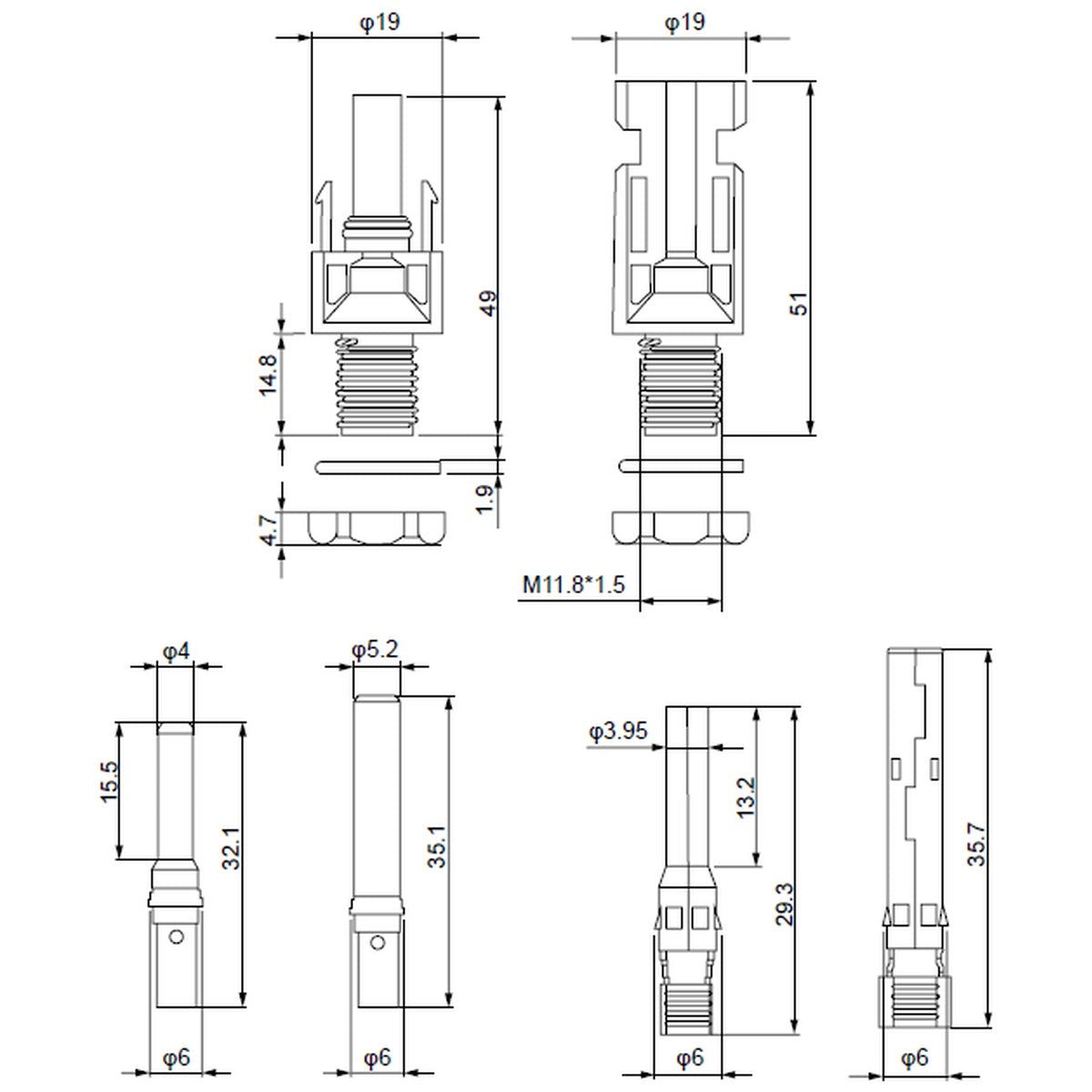 Exotronic - Bulkhead (Panel Mount) Solar Connector Pair