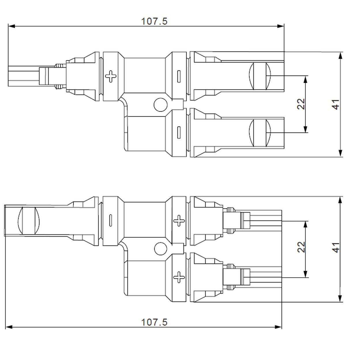 Exotronic - 2 1 'h' Branch Solar Connector Pair