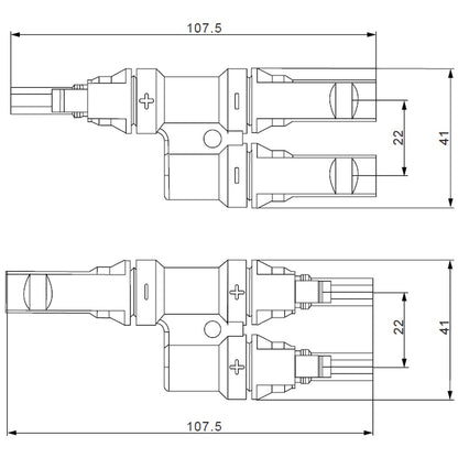 Exotronic - 2 1 'h' Branch Solar Connector Pair