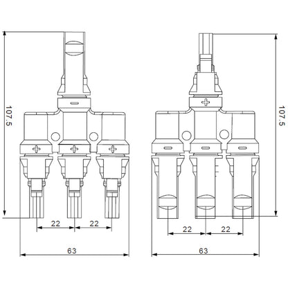 Exotronic - 3 1 'h' Branch Joiner Connector Pair