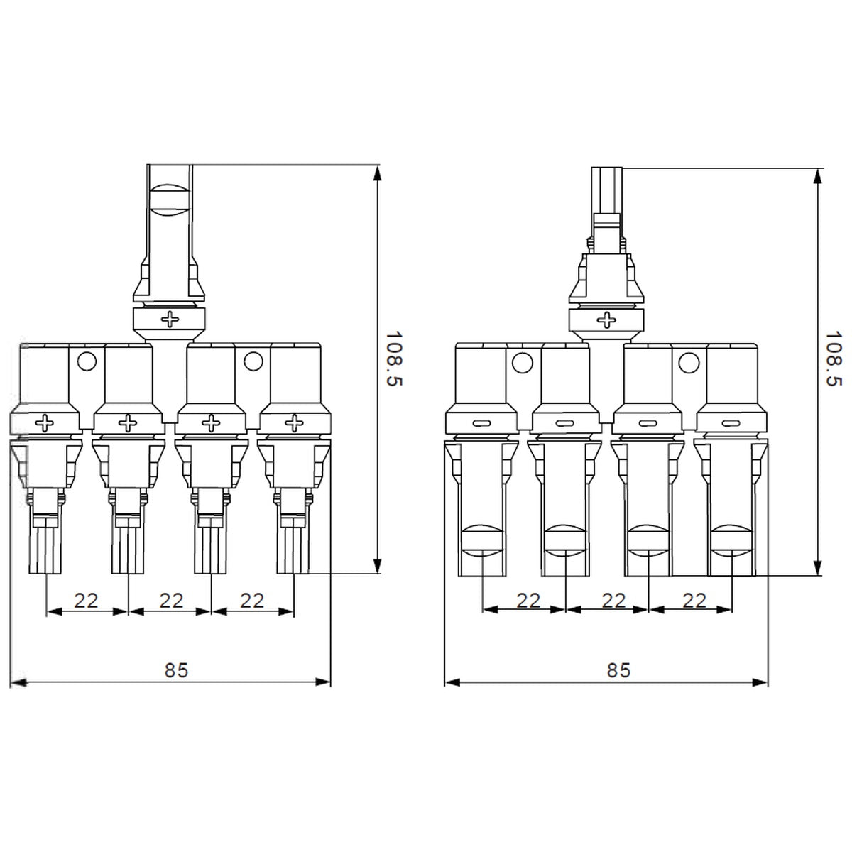 Exotronic - 4 1 'h' Branch Joiner Connector Pair