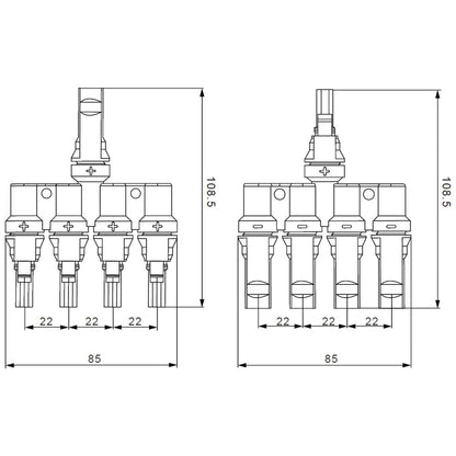 Exotronic - 4 1 'h' Branch Joiner Connector Pair