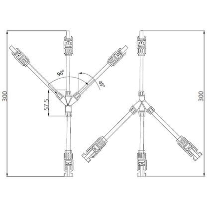Exotronic - 3 1 'Y' Branch Joiner Solar Connector Pair