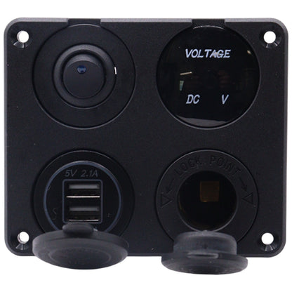 Exotronic - Voltmeter, Cigarette Lighter, Dual USB Socket Flush Mount Panel