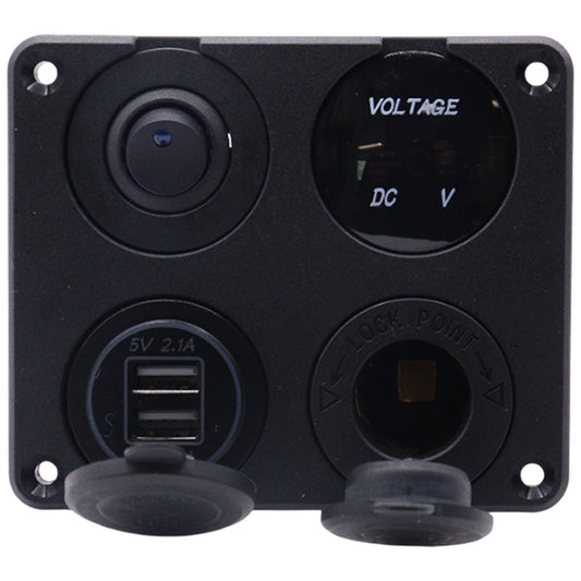Exotronic - Voltmeter, Cigarette Lighter, Dual USB Socket Flush Mount Panel