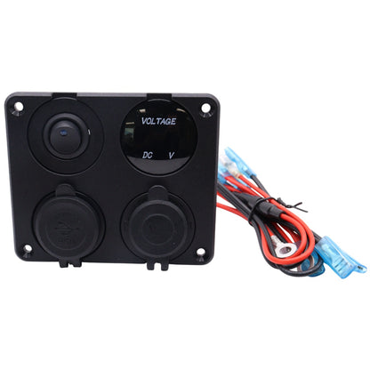 Exotronic - Voltmeter, Cigarette Lighter, Dual USB Socket Flush Mount Panel