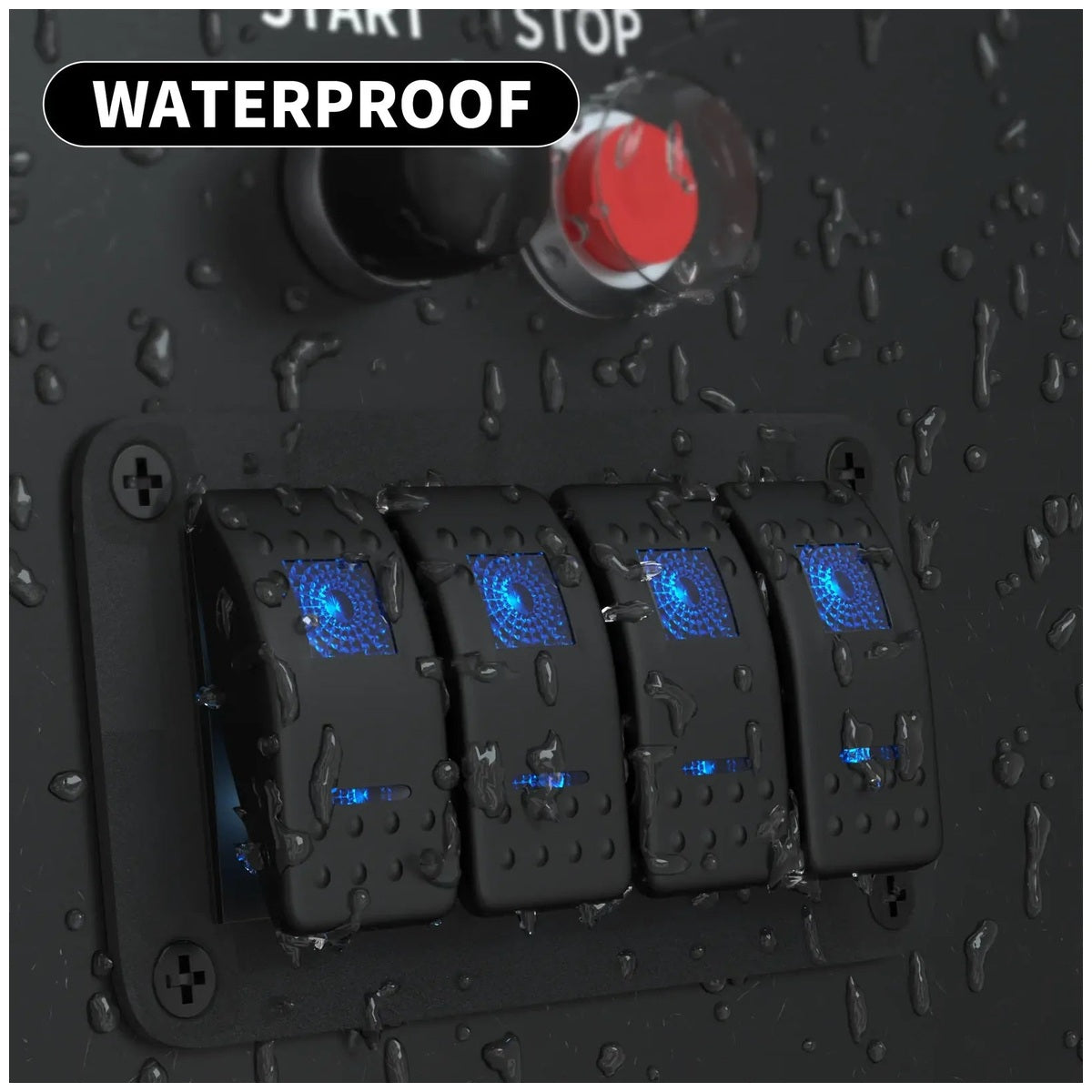 Exotronic - 12/24V - 4x LED Rocker Marine Switch Panel
